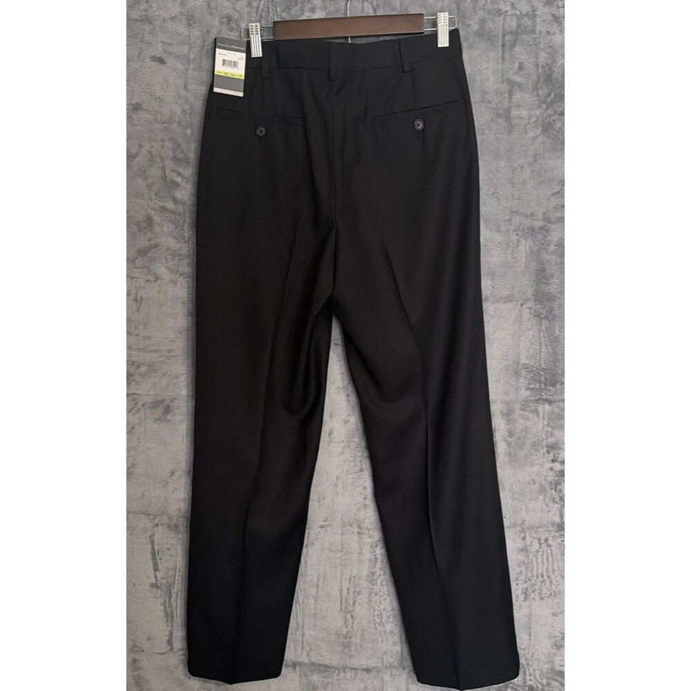 Perry Ellis Portfolio Black Dress Pants Men's 30x32 Flat Front New With Tags